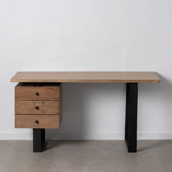 ESCRITORIO NATURAL-NEGRO MADERA-HIERRO 150 X 65 X 75 CM