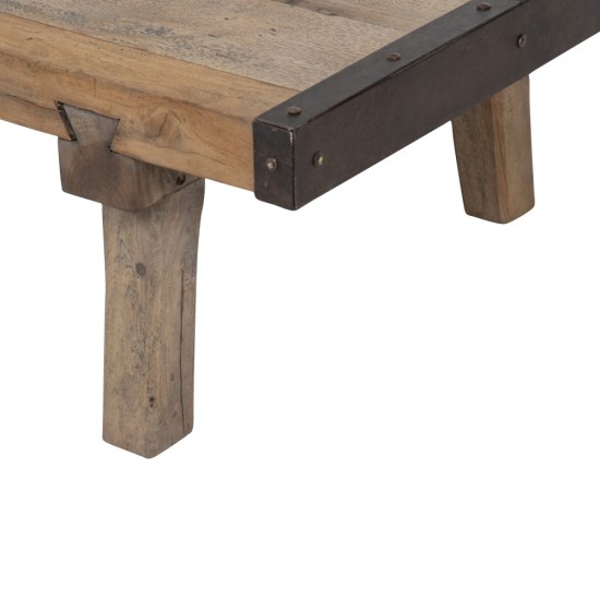 MESA CENTRO NATURAL-NEGRO MADERA-HIERRO 150 X 70 X 38 CM