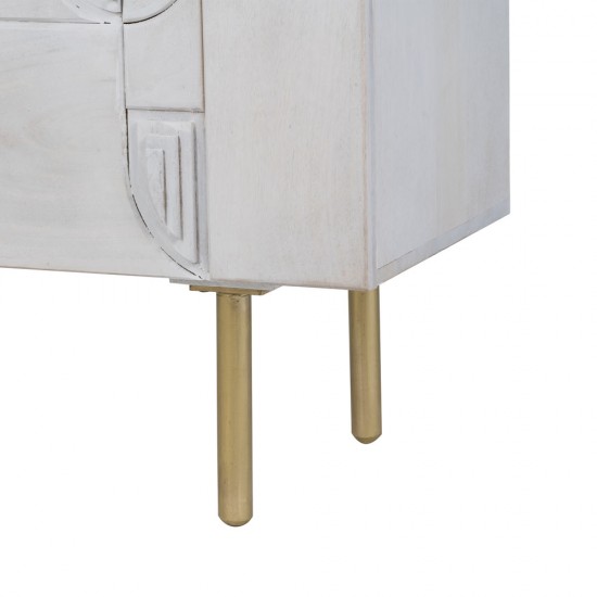 ARMARIO BLANCO-ORO MADERA / METAL SALÓN 92 X 43 X 116 CM