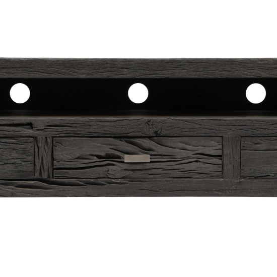 MUEBLE TV NEGRO MADERA / ACERO SALÓN 160 X 40 X 59 CM