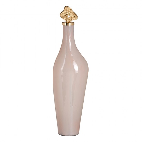 BOTELLA DECORATIVA CREMA-ORO CRISTAL 15 X 12 X 56 CM