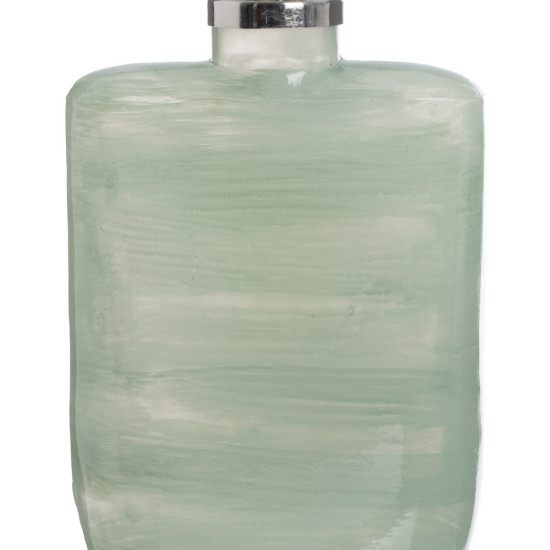 BOTELLA DECORATIVA VERDE-PLATA CRISTAL 16 X 10 X 46 CM