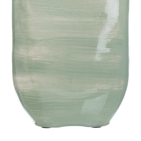 BOTELLA DECORATIVA VERDE-PLATA CRISTAL 16 X 10 X 46 CM