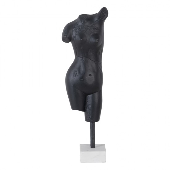 FIGURA BUSTO NEGRO ALUMINIO/MÁRMOL 16 X 10 X 62 CM