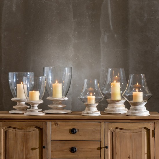 PORTAVELAS BLANCO ROZADO CRISTAL-MADERA 33 X 33 X 43 CM PORTAVELAS BLANCO ROZADO CRISTAL-MADERA 33 X 33 X 43 CM