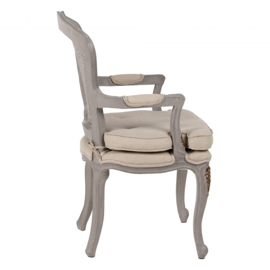 SILLÓN GRIS-BEIGE DM-MADERA SALÓN 58 X 52 X 98,50 CM