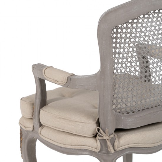 SILLÓN GRIS-BEIGE DM-MADERA SALÓN 58 X 52 X 98,50 CM