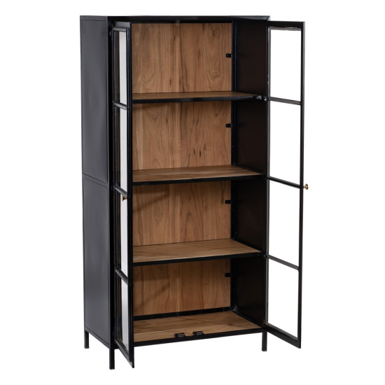 VITRINA NEGRO-NATURAL MADERA-HIERRO 80 X 40 X 160 CM VITRINA NEGRO-NATURAL MADERA-HIERRO 80 X 40 X 160 CM