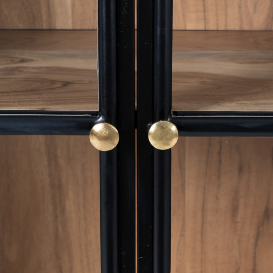 VITRINA NEGRO-NATURAL MADERA-HIERRO 80 X 40 X 160 CM VITRINA NEGRO-NATURAL MADERA-HIERRO 80 X 40 X 160 CM
