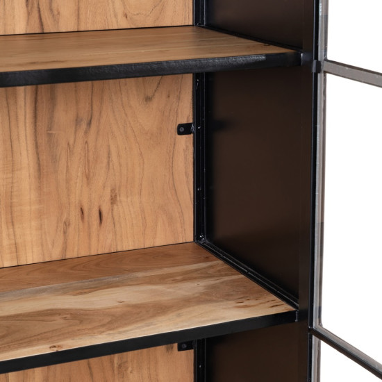 VITRINA NEGRO-NATURAL MADERA-HIERRO 80 X 40 X 160 CM VITRINA NEGRO-NATURAL MADERA-HIERRO 80 X 40 X 160 CM
