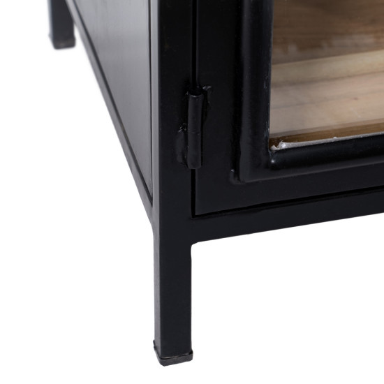 VITRINA NEGRO-NATURAL MADERA-HIERRO 80 X 40 X 160 CM VITRINA NEGRO-NATURAL MADERA-HIERRO 80 X 40 X 160 CM