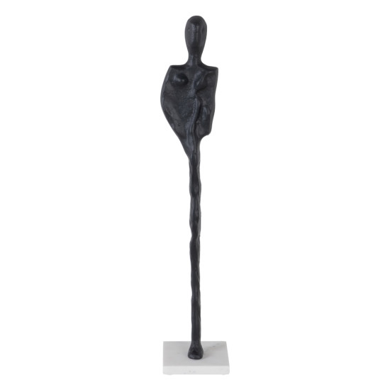 FIGURA NEGRO ALUMINIO/MÁRMOL DECORACIÓN 13 X 13 X 68 CM