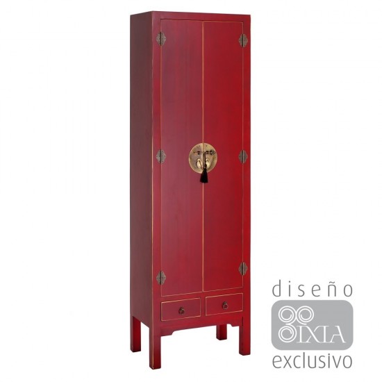 ARMARIO 2 PUERTAS Y 2 CAJONES ROJO 55 X 33 X 185 CM