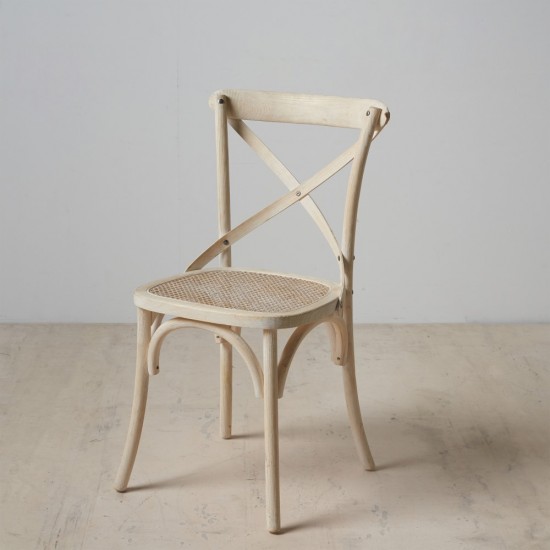 SILLA BLANCO ROZADO MADERA / \