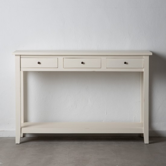 CONSOLA BLANCO ROTO MADERA MINDI SALÓN 136 X 40 X 90 CM