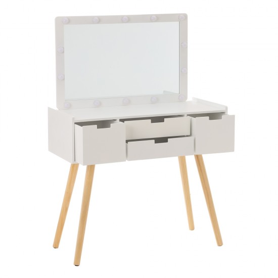 TOCADOR BLANCO-NATURAL MADERA - ESPEJO 90 X 40 X 130 CM TOCADOR BLANCO-NATURAL MADERA - ESPEJO 90 X 40 X 130 CM