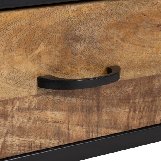 MUEBLE TV NATURAL-NEGRO MADERA-HIERRO 150 X 40 X 55 CM