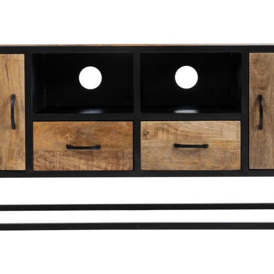 MUEBLE TV NATURAL-NEGRO MADERA-HIERRO 150 X 40 X 55 CM