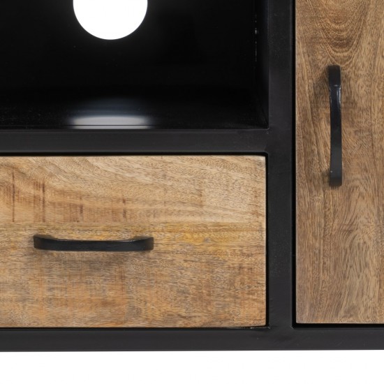 MUEBLE TV NATURAL-NEGRO MADERA-HIERRO 150 X 40 X 55 CM