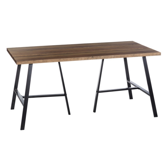 MESA COMEDOR NEGRO-MARRÓN METAL / MDF 160 X 90 X 76 CM