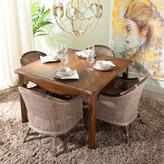 MESA COMEDOR MARRÓN MADERA DE MANGO 114 X 114 X 76 CM MESA COMEDOR MARRÓN MADERA DE MANGO 114 X 114 X 76 CM