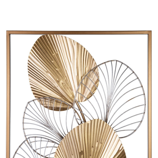 MURAL PARED HOJAS ORO METAL DECORACIÓN 43 X 5 X 92 CM MURAL PARED HOJAS ORO METAL DECORACIÓN 43 X 5 X 92 CM