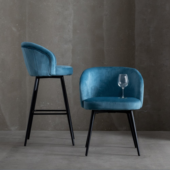 SILLA TERCIOPELO AZUL HIELO 56 X 57 X 76,50 CM