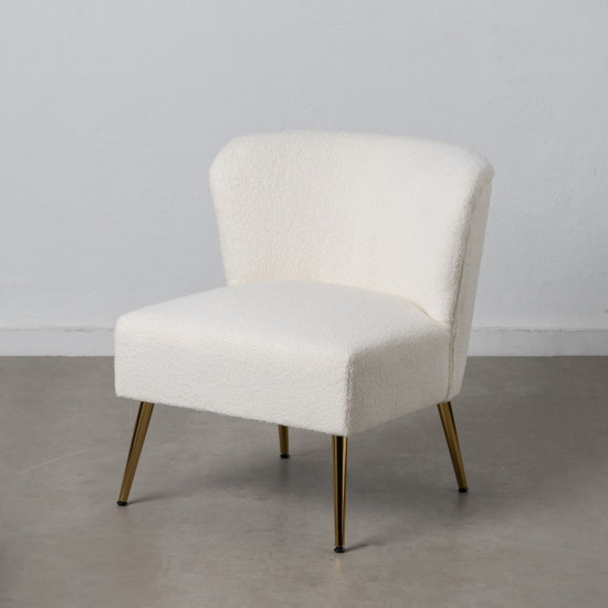 SILLÓN BLANCO TEJIDO-METAL SALÓN 66 X 65 X 72 CM