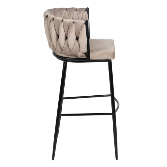 TABURETE BEIGE-NEGRO TEJIDO-METAL SALÓN 57 X 57 X 104 CM