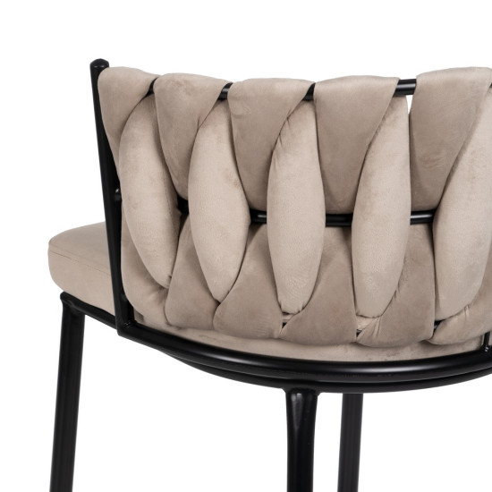 TABURETE BEIGE-NEGRO TEJIDO-METAL SALÓN 57 X 57 X 104 CM