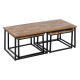 S/3 MESA CENTRO NATURAL MADERA-METAL 120 X 55 X 41 CM