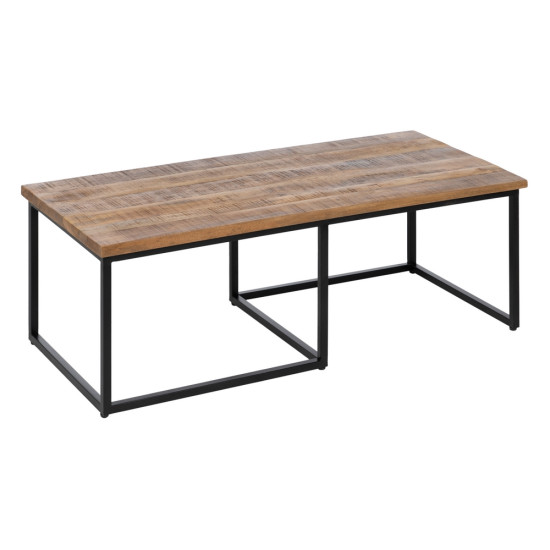 S/3 MESA CENTRO NATURAL MADERA-METAL 120 X 55 X 41 CM