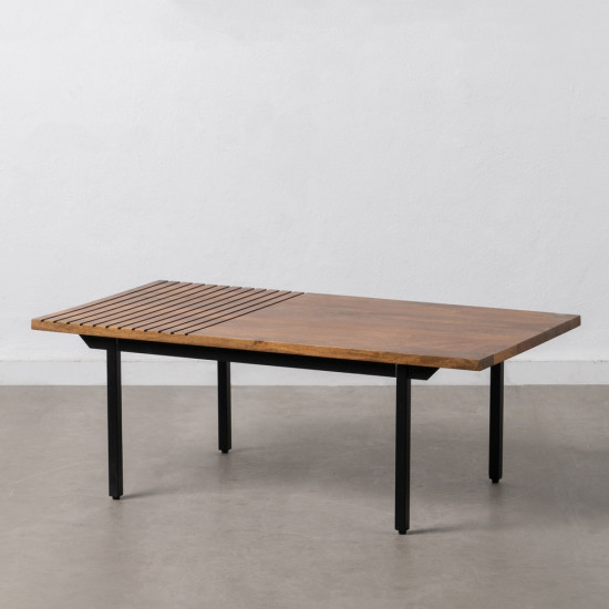 MESA CENTRO MARRÓN-NEGRO MADERA-HIERRO 110 X 60 X 40 CM