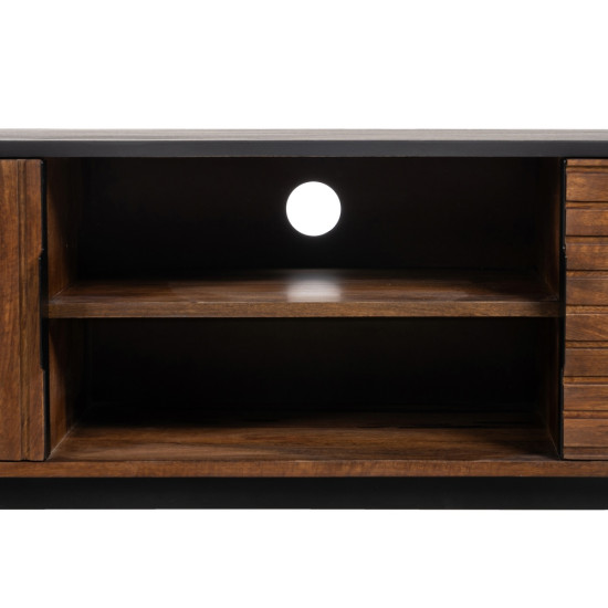 MUEBLE TV MARRÓN-NEGRO MADERA-HIERRO 140 X 40 X 50 CM