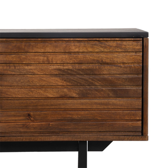 MUEBLE TV MARRÓN-NEGRO MADERA-HIERRO 140 X 40 X 50 CM