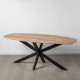 MESA COMEDOR NATURAL-NEGRO MADERA-HIERRO 200 X 100 X 77 CM