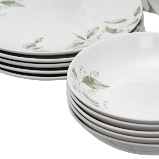 VAJILLA 18 PIEZAS HOJAS PORCELANA COCINA 1 CM