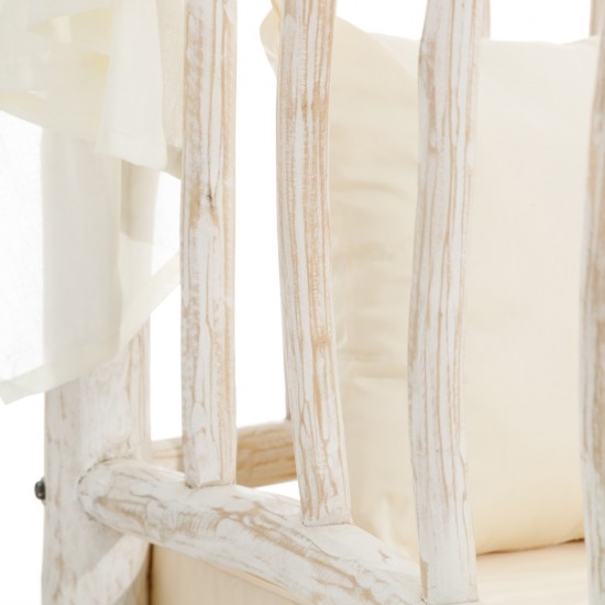 CAMA BLANCO DECAPÉ MADERA DE TECA 200 X 100 X 200 CM CAMA BLANCO DECAPÉ MADERA DE TECA 200 X 100 X 200 CM