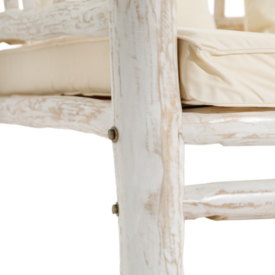 CAMA BLANCO DECAPÉ MADERA DE TECA 200 X 100 X 200 CM CAMA BLANCO DECAPÉ MADERA DE TECA 200 X 100 X 200 CM