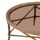 MESA CENTRO MARRÓN METAL-CRISTAL 100 X 100 X 42 CM MESA CENTRO MARRÓN METAL-CRISTAL 100 X 100 X 42 CM