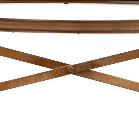 MESA CENTRO MARRÓN METAL-CRISTAL 100 X 100 X 42 CM MESA CENTRO MARRÓN METAL-CRISTAL 100 X 100 X 42 CM